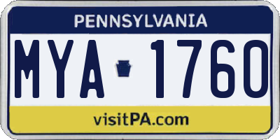 PA license plate MYA1760
