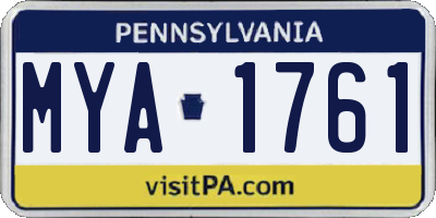 PA license plate MYA1761