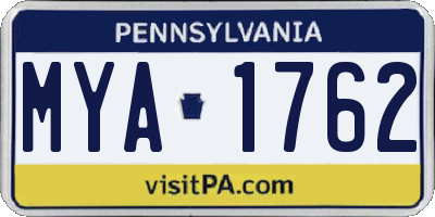 PA license plate MYA1762