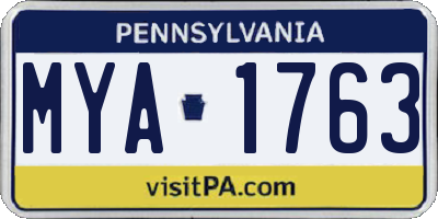 PA license plate MYA1763
