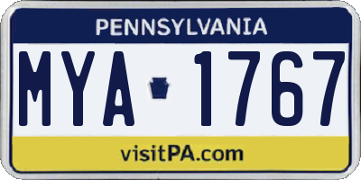 PA license plate MYA1767