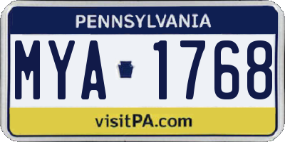 PA license plate MYA1768