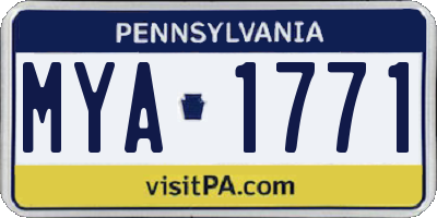 PA license plate MYA1771