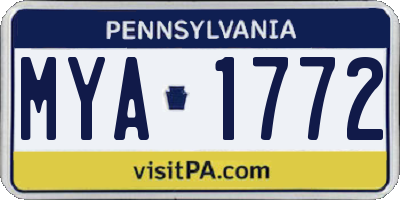 PA license plate MYA1772