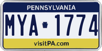 PA license plate MYA1774