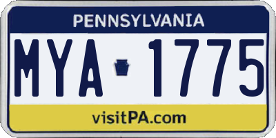 PA license plate MYA1775