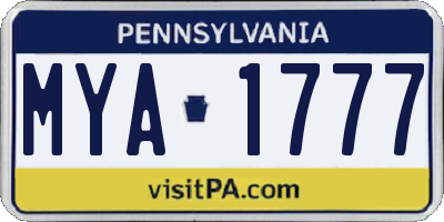 PA license plate MYA1777