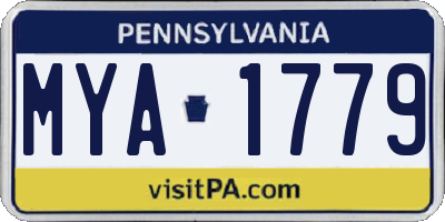 PA license plate MYA1779