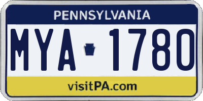 PA license plate MYA1780