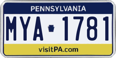 PA license plate MYA1781