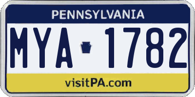 PA license plate MYA1782