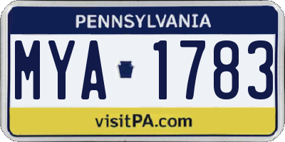 PA license plate MYA1783