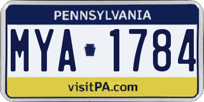 PA license plate MYA1784
