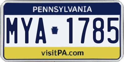 PA license plate MYA1785