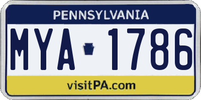 PA license plate MYA1786