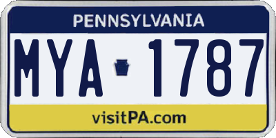 PA license plate MYA1787
