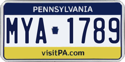 PA license plate MYA1789