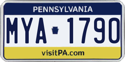 PA license plate MYA1790