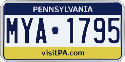 PA license plate MYA1795