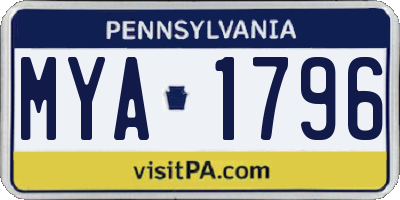 PA license plate MYA1796