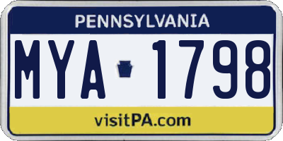 PA license plate MYA1798