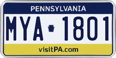 PA license plate MYA1801