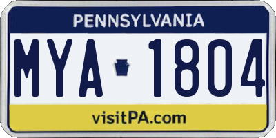 PA license plate MYA1804
