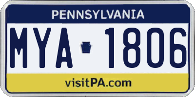 PA license plate MYA1806