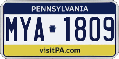 PA license plate MYA1809