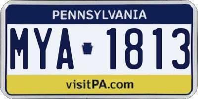 PA license plate MYA1813