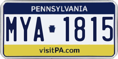 PA license plate MYA1815