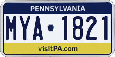PA license plate MYA1821