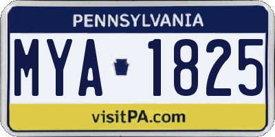 PA license plate MYA1825