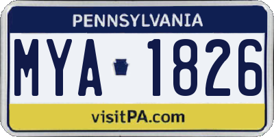 PA license plate MYA1826