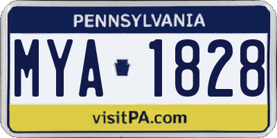 PA license plate MYA1828
