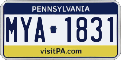 PA license plate MYA1831