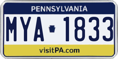 PA license plate MYA1833