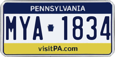 PA license plate MYA1834