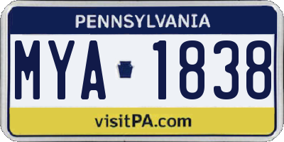PA license plate MYA1838