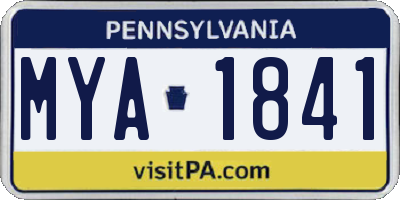 PA license plate MYA1841