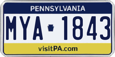 PA license plate MYA1843