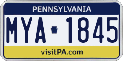 PA license plate MYA1845
