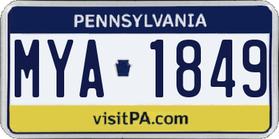 PA license plate MYA1849