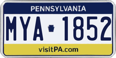 PA license plate MYA1852