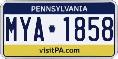 PA license plate MYA1858