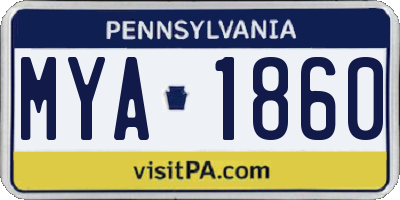 PA license plate MYA1860
