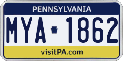 PA license plate MYA1862