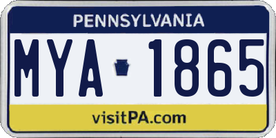 PA license plate MYA1865