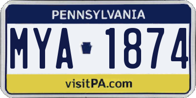 PA license plate MYA1874