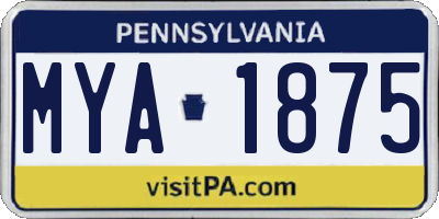 PA license plate MYA1875